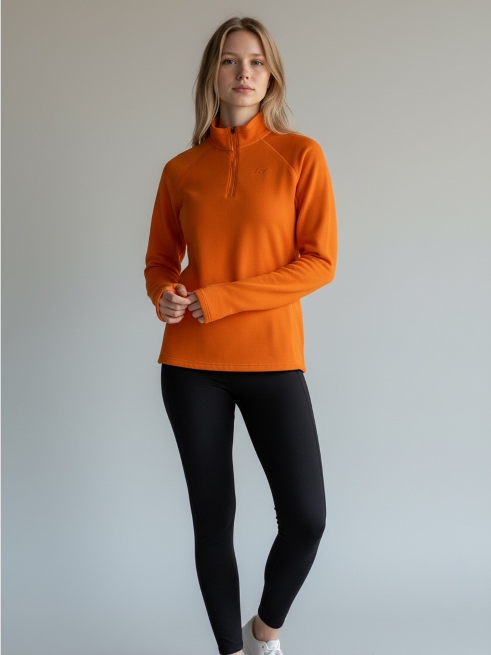 KLIM Elevation Medium Orange 1/4 Zip Fleece Pullover Thumbholes Outdoor Athletic